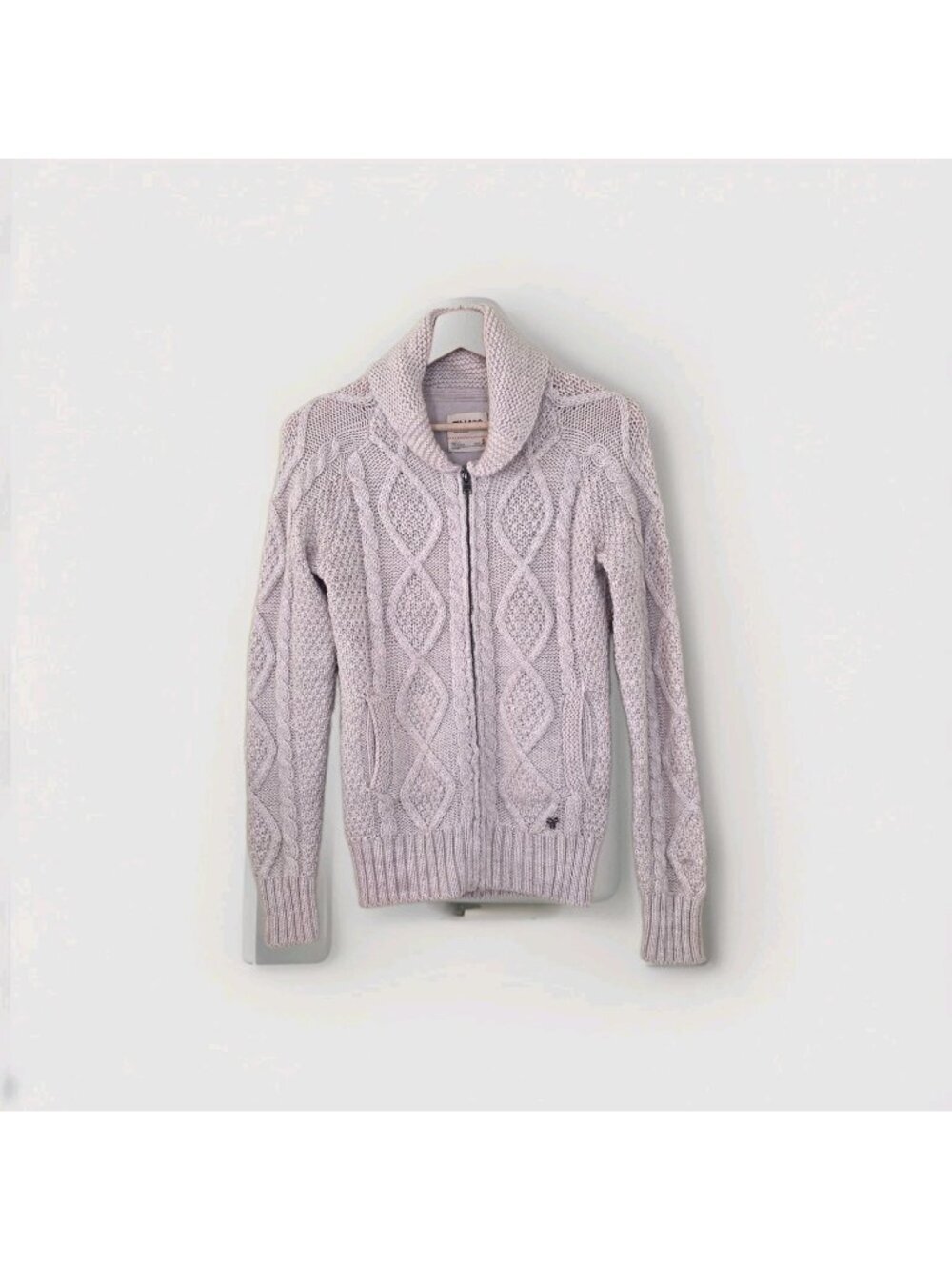 Aritzia TNA Zip Cable Knit Sweater Women S Cream Shawl Cottage Wool Alpaca Blend